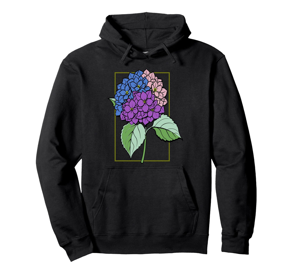 Womens Hydrangea Flower Botanical Floral Hoodie - Unique Graphic Unisex - T-Shirt, Sweatshirt, Hoodie