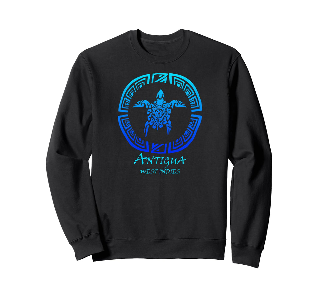 Antigua West Indies Tribal Turtle Sweatshirt - Minimalist Print for Adults - T-Shirt, Sweatshirt, Hoodie