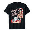 Sweet But Twisted Pin Up Candy Cane Holiday T-Shirt - Graphic Print Unisex - T-Shirt, Sweatshirt, Hoodie