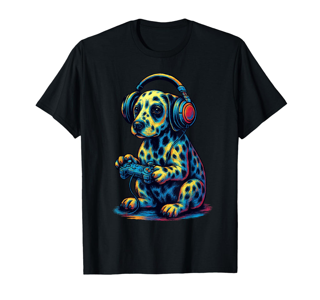 Dalmatian Gamer Gaming Dog Lover T-Shirt - Casual Everyday Wear Unisex - T-Shirt, Sweatshirt, Hoodie