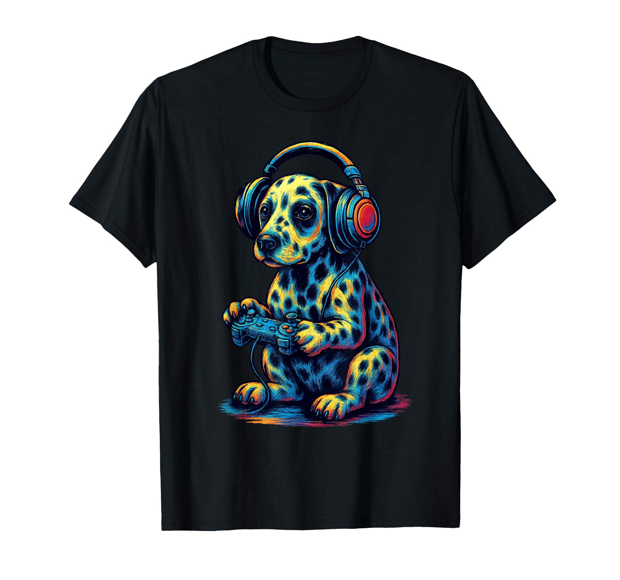 Dalmatian Gamer Gaming Dog Lover T-Shirt - Casual Everyday Wear Unisex - T-Shirt, Sweatshirt, Hoodie