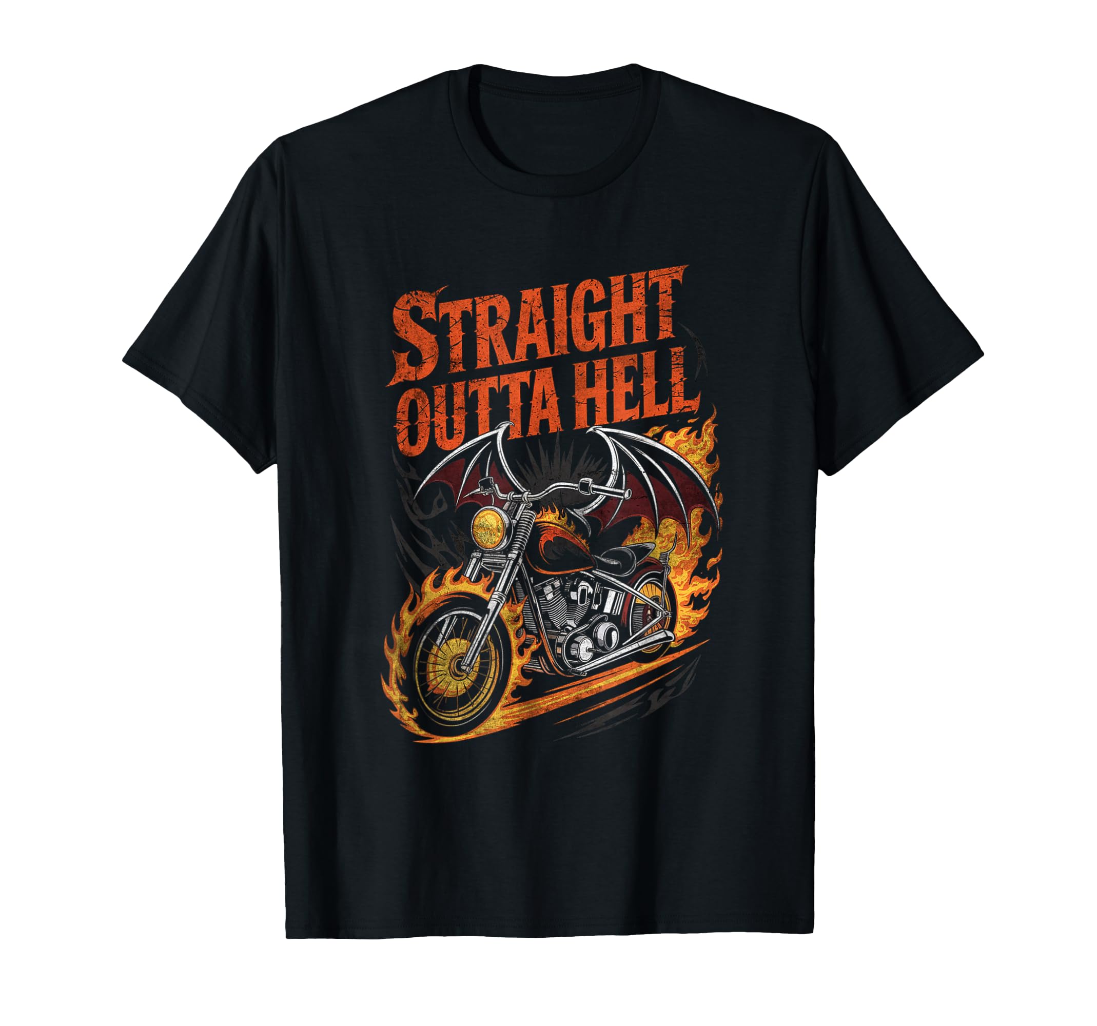 Straight Outta Hell Motorcycle Biker T-Shirt - Unique Graphic Unisex - T-Shirt, Sweatshirt, Hoodie
