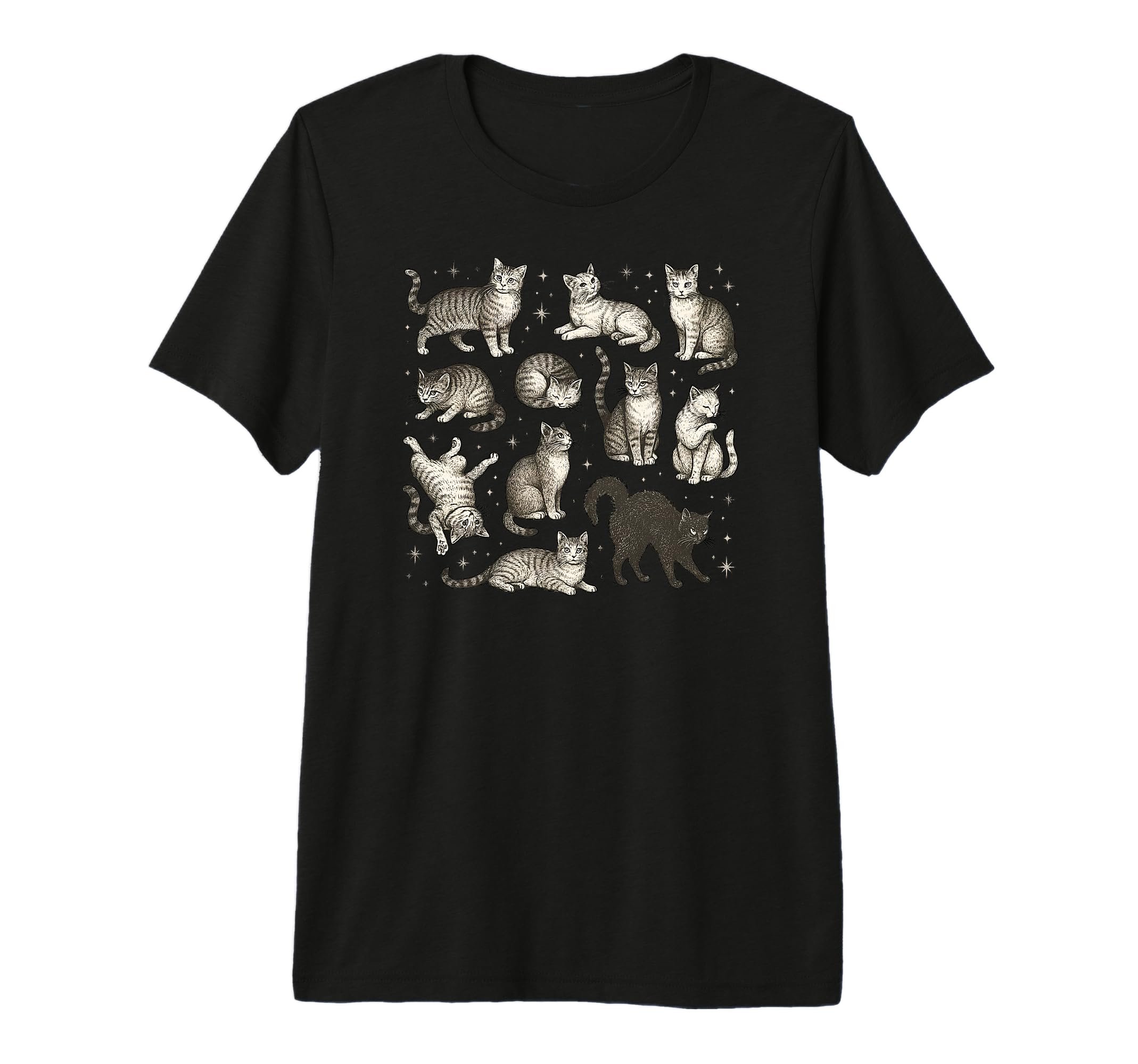 Cat Tattoo Stars And Multiple T-Shirt - Casual Everyday Wear Men Women - T-Shirt, Sweatshirt, Hoodie