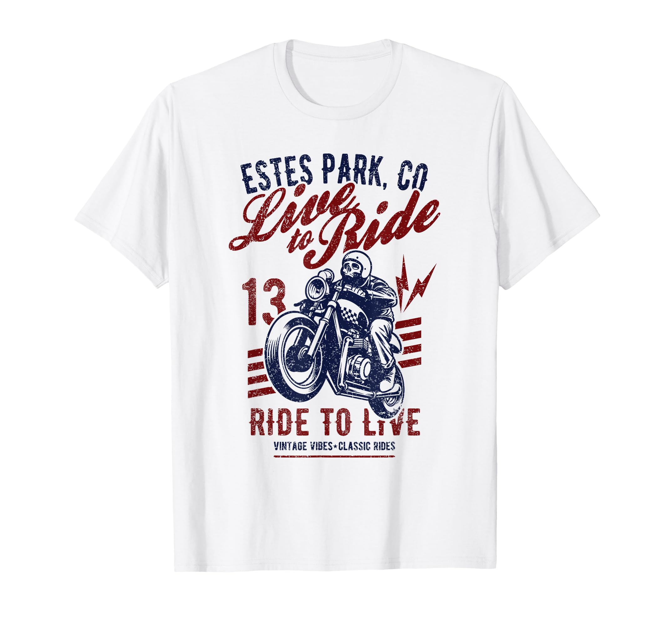 Estes Park Colorado Motorcycle Skull T-Shirt - Unique Graphic Men Women - T-Shirt, Sweatshirt, Hoodie