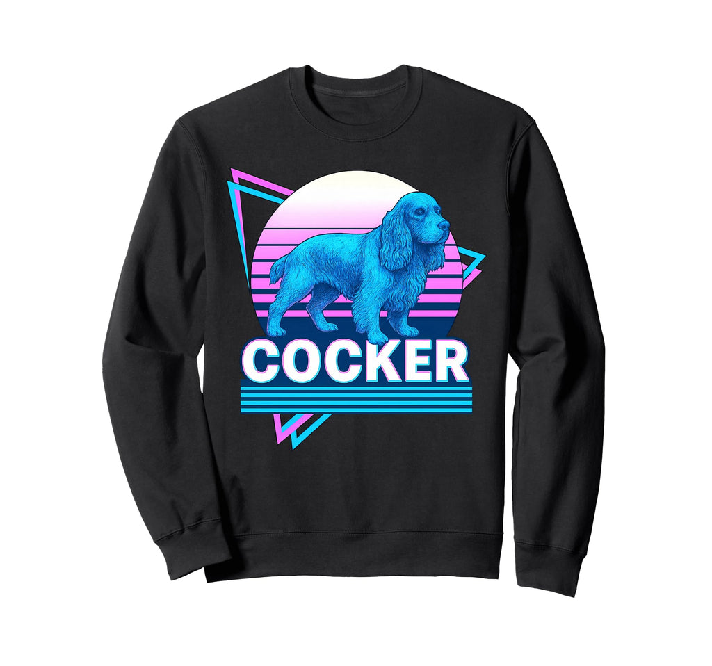 Cocker Spaniel Synthwave Aesthetic Sweatshirt - Novelty Apparel for Adults - T-Shirt, Sweatshirt, Hoodie