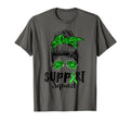 Support Squad Messy Bun Green Ribbon T-Shirt - Minimalist Print for Adults - T-Shirt, Sweatshirt, Hoodie