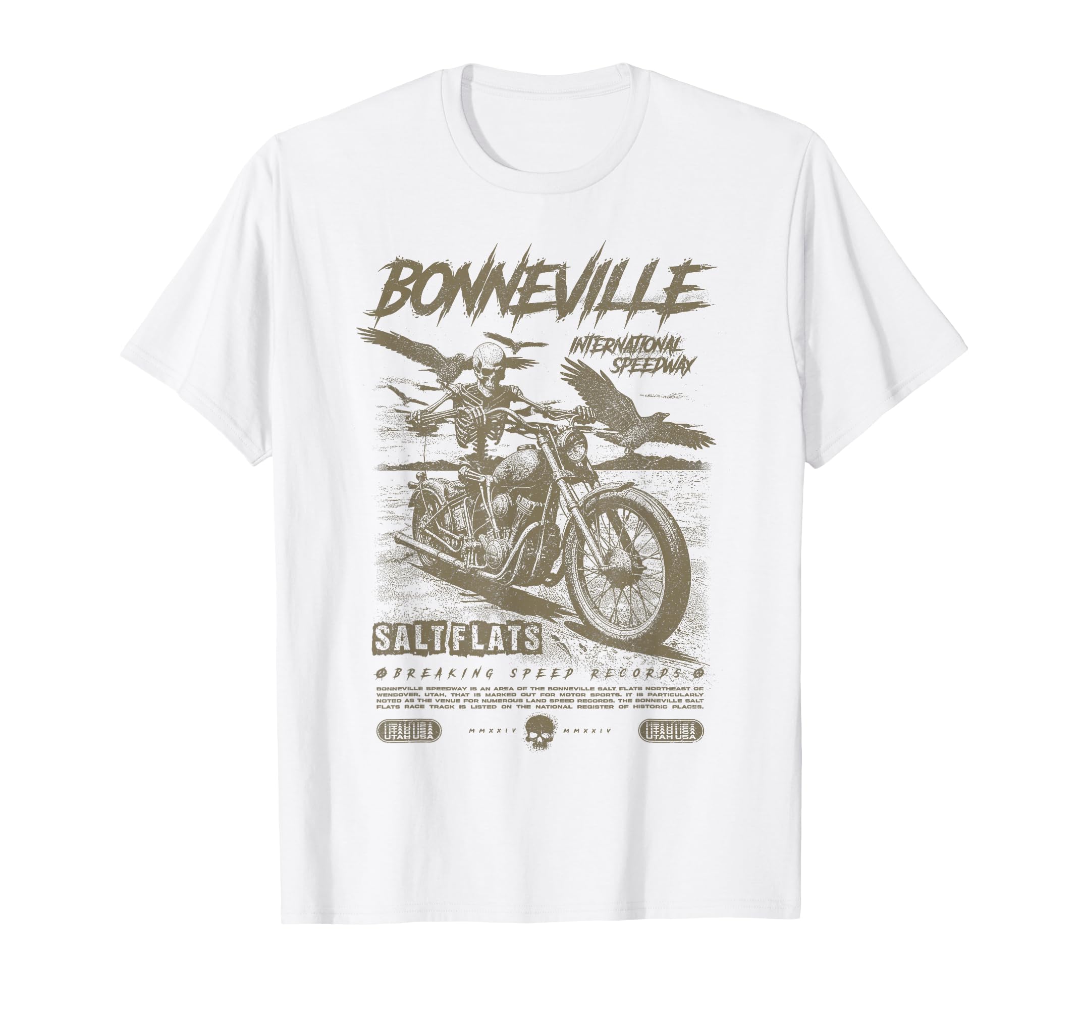 Bonneville Salt Flats Motorcycle T-Shirt - Aesthetic Graphic for Adults - T-Shirt, Sweatshirt, Hoodie