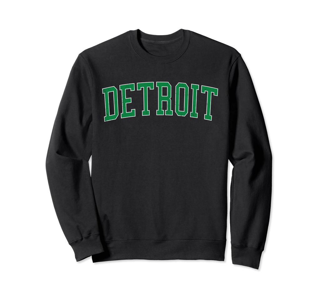 Detroit Mi Distressed Green Varsity Sweatshirt - Novelty Apparel Men Women - T-Shirt, Sweatshirt, Hoodie