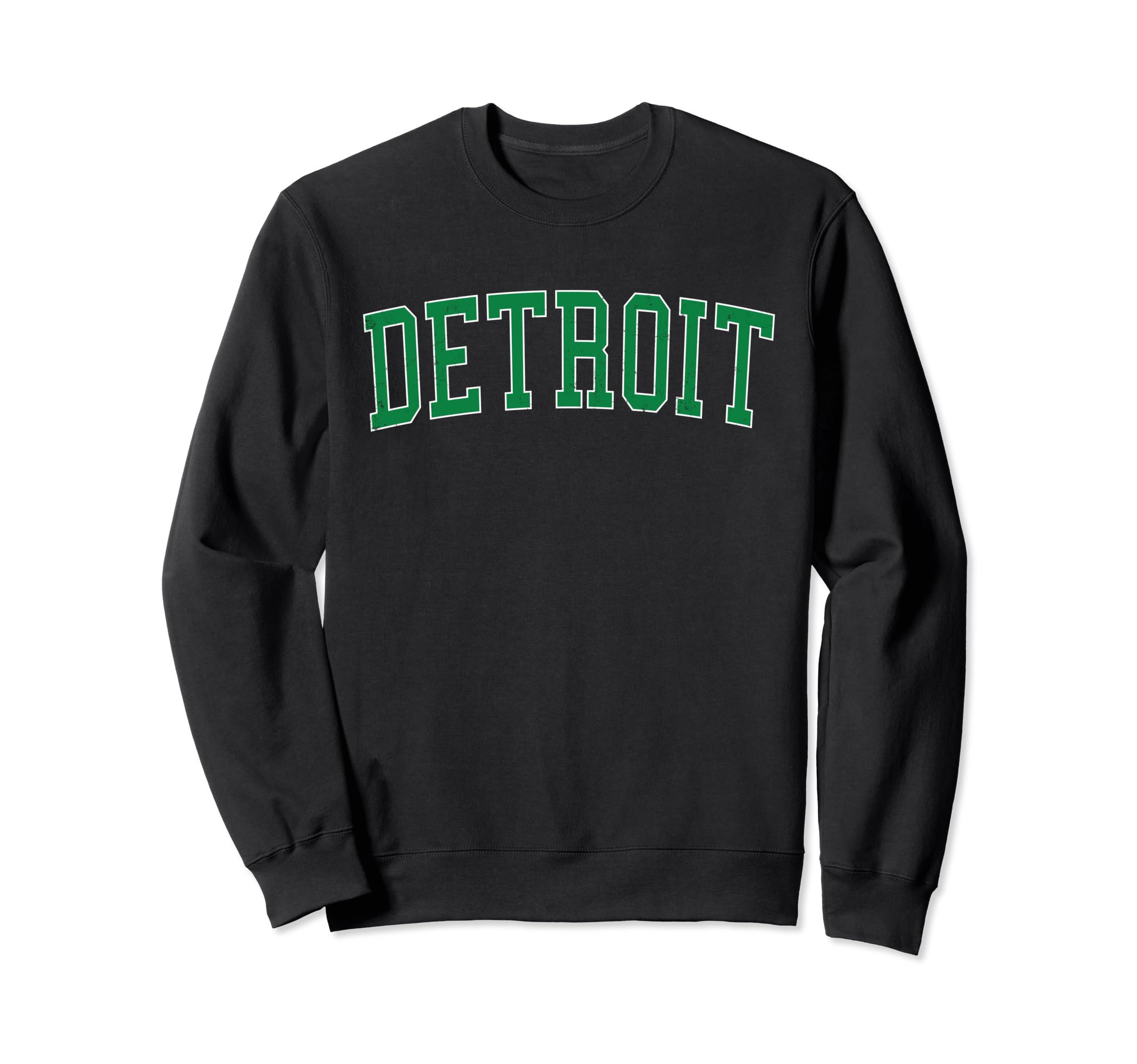 Detroit Mi Distressed Green Varsity Sweatshirt - Novelty Apparel Men Women - T-Shirt, Sweatshirt, Hoodie