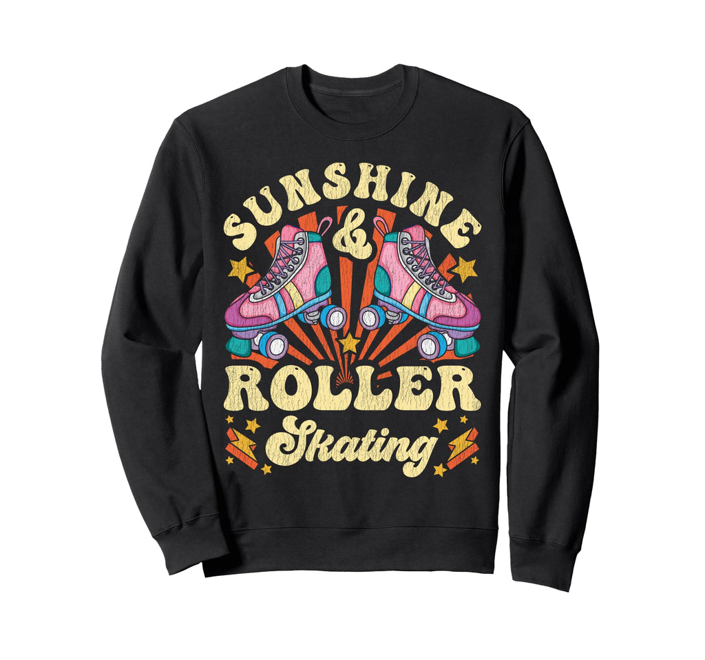 Roller Skating Skate 1970S Sunshine Sweatshirt - Novelty Apparel Unisex - T-Shirt, Sweatshirt, Hoodie