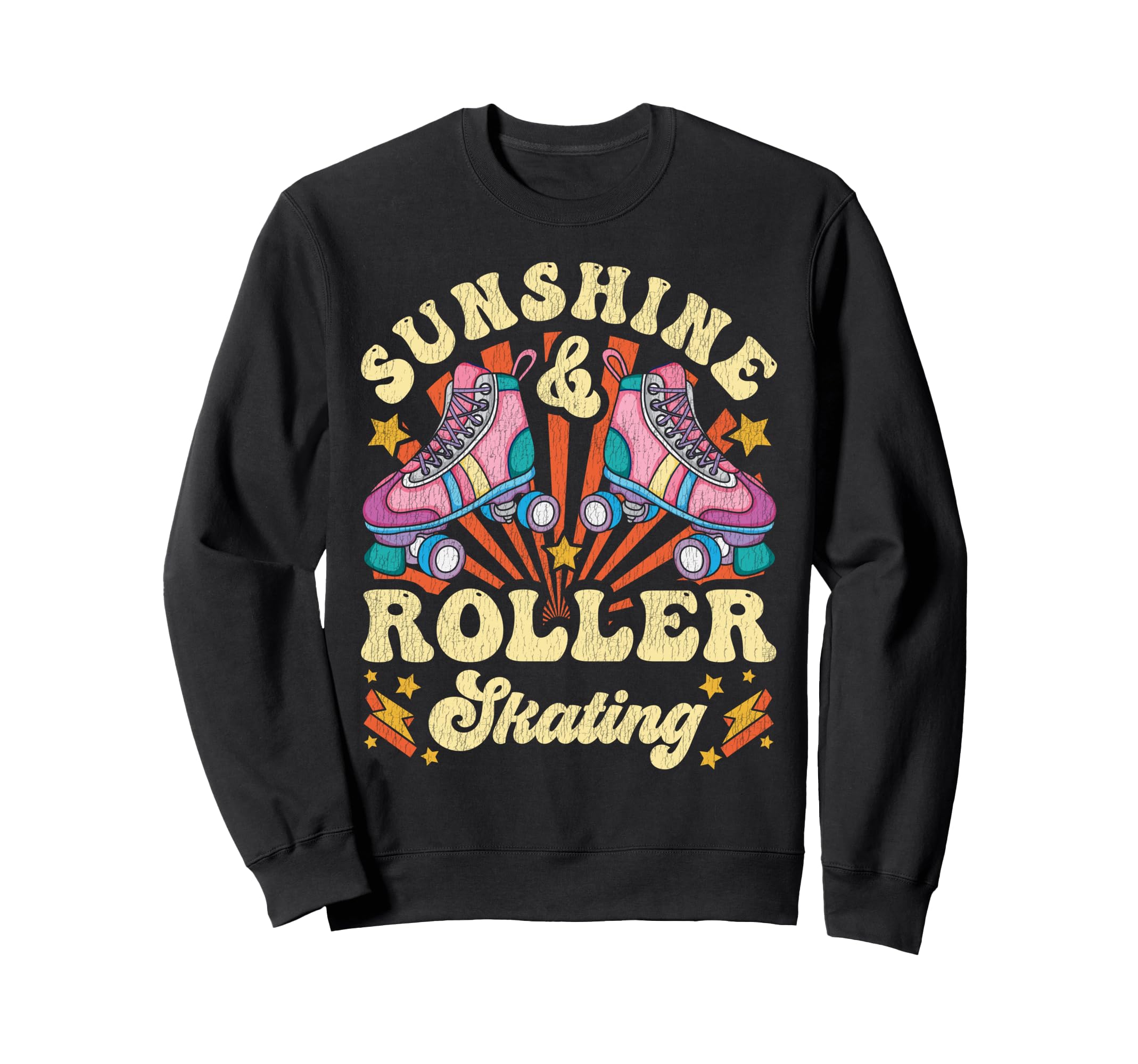 Roller Skating Skate 1970S Sunshine Sweatshirt - Novelty Apparel Unisex - T-Shirt, Sweatshirt, Hoodie