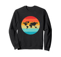 World Map Silhouette Sunset 70S 80S Sweatshirt - Unique Graphic Unisex - T-Shirt, Sweatshirt, Hoodie