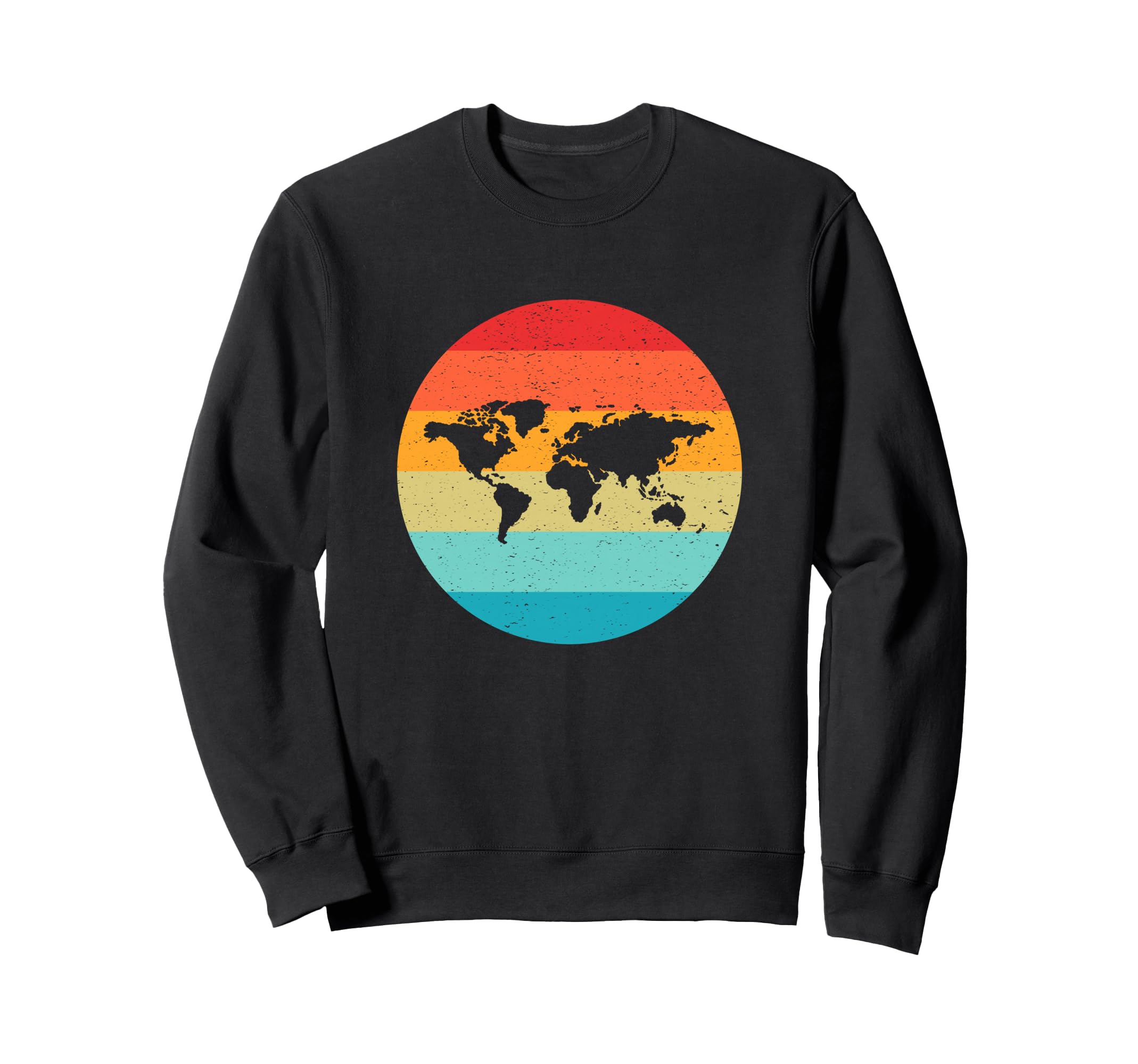 World Map Silhouette Sunset 70S 80S Sweatshirt - Unique Graphic Unisex - T-Shirt, Sweatshirt, Hoodie