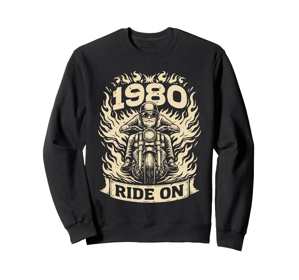 Biker 1980 Ride Birthday Sweatshirt - Aesthetic Graphic for Adults - T-Shirt, Sweatshirt, Hoodie