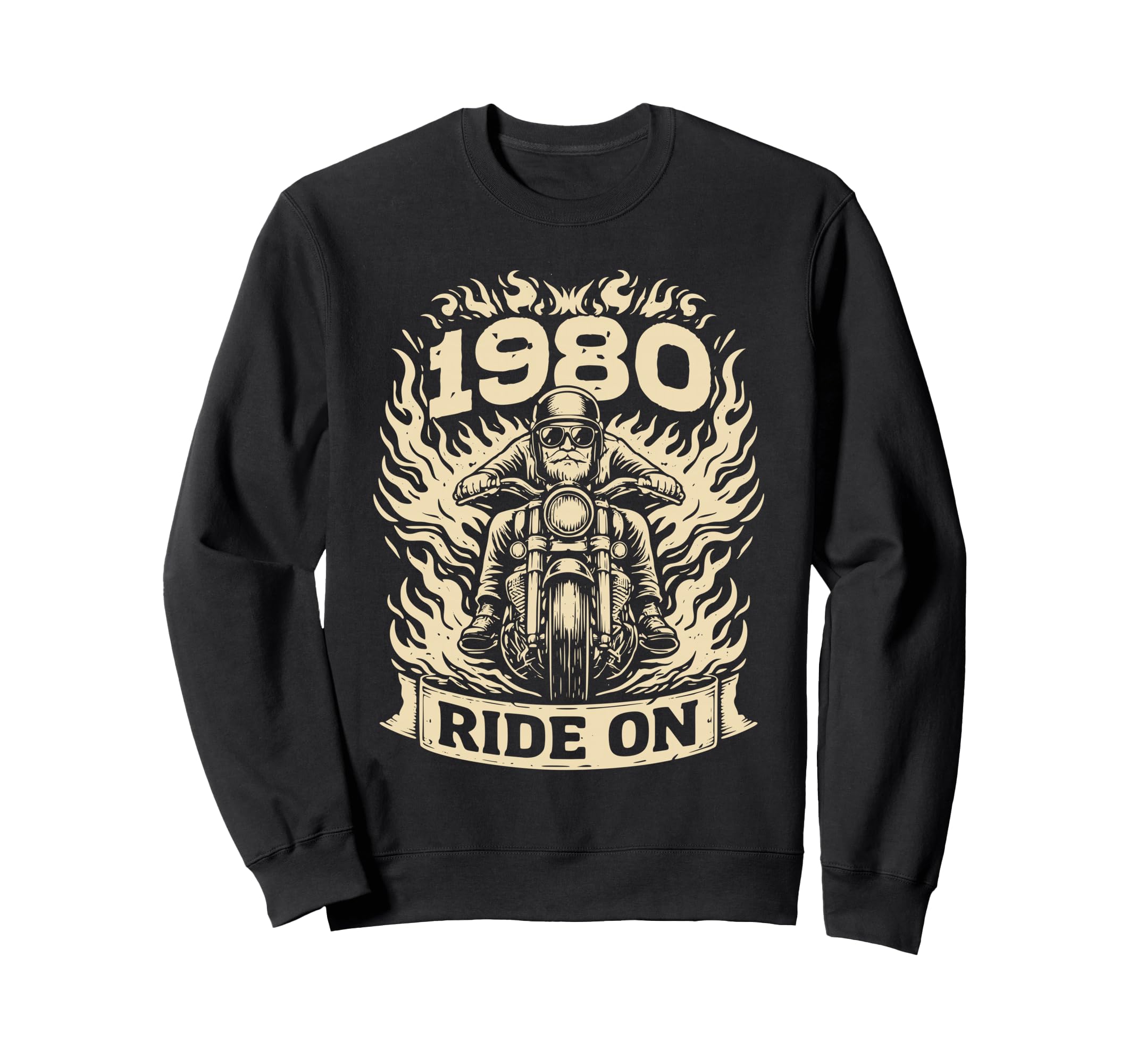 Biker 1980 Ride Birthday Sweatshirt - Aesthetic Graphic for Adults - T-Shirt, Sweatshirt, Hoodie