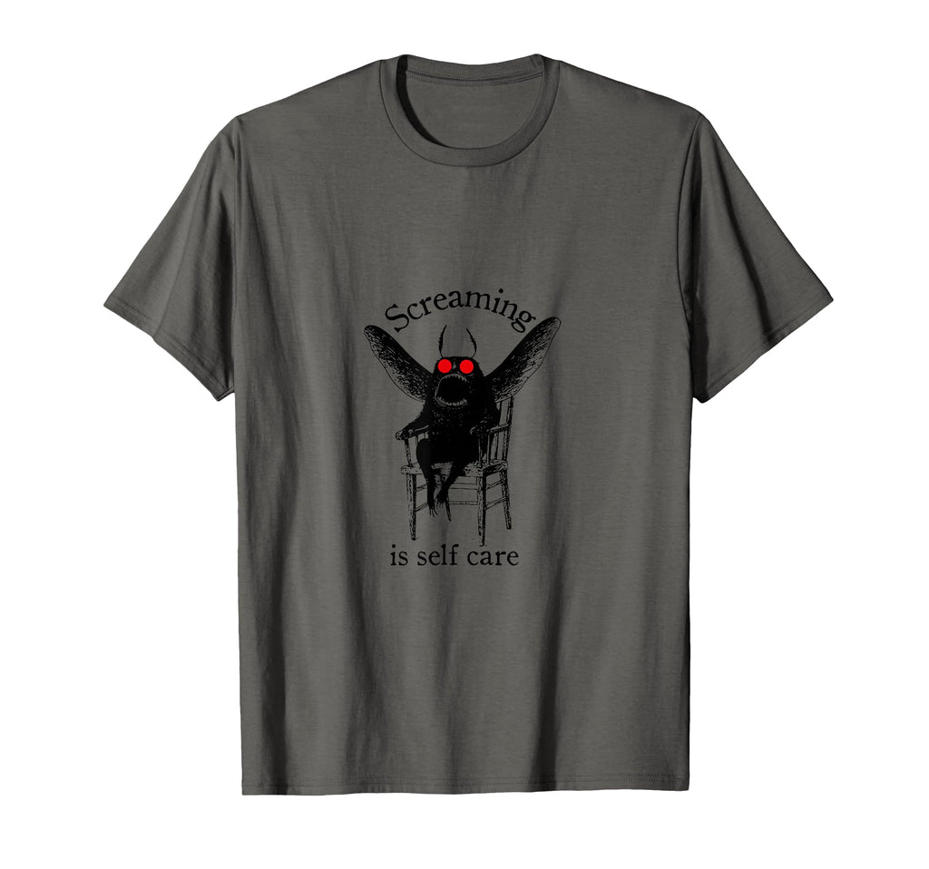 Mothman Screaming Is Self Care T-Shirt - Minimalist Print Men Women - T-Shirt, Sweatshirt, Hoodie