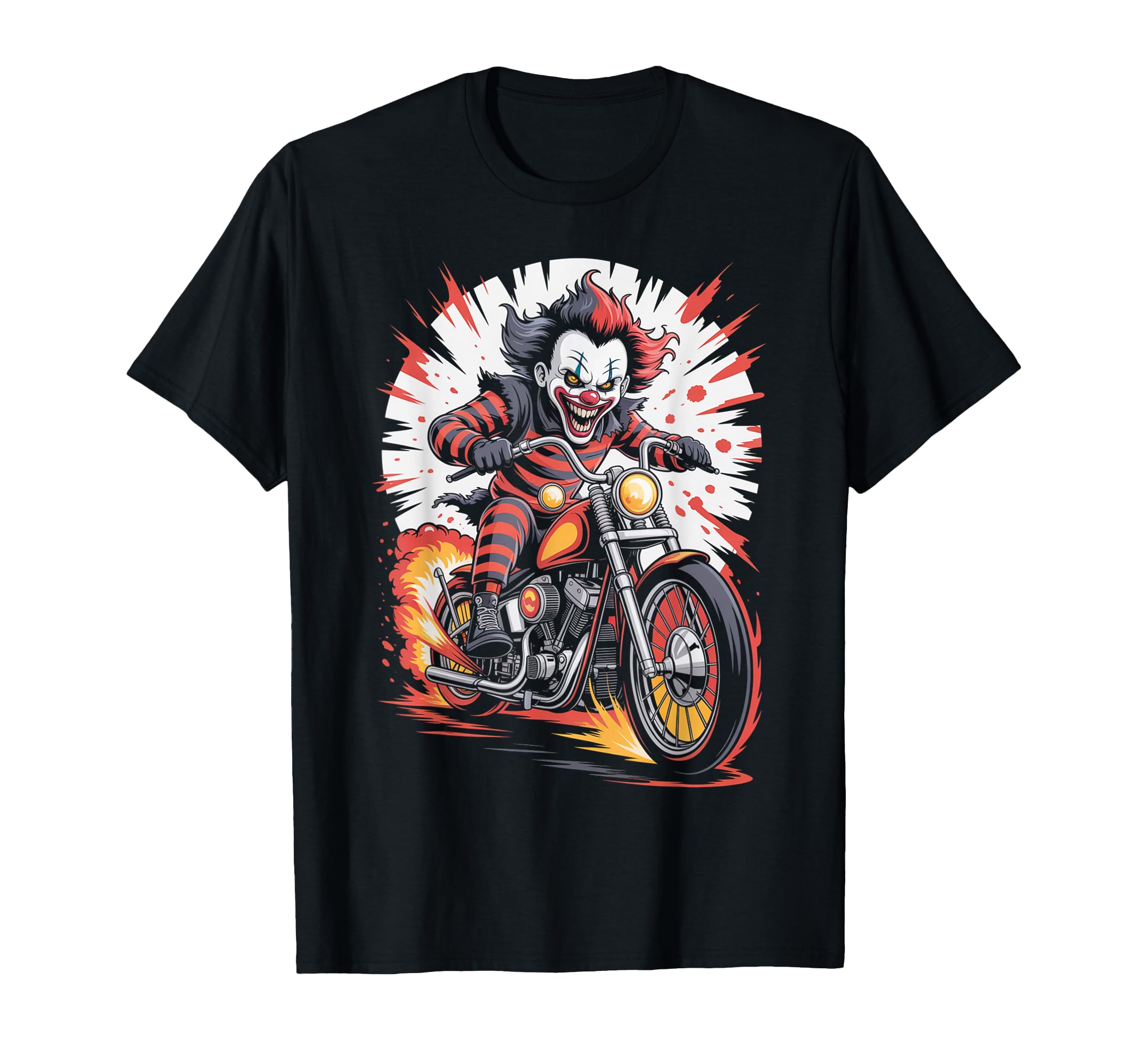 Clown Biker Riding Motorcycle T-Shirt - Fun Novelty Design for Adults - T-Shirt, Sweatshirt, Hoodie
