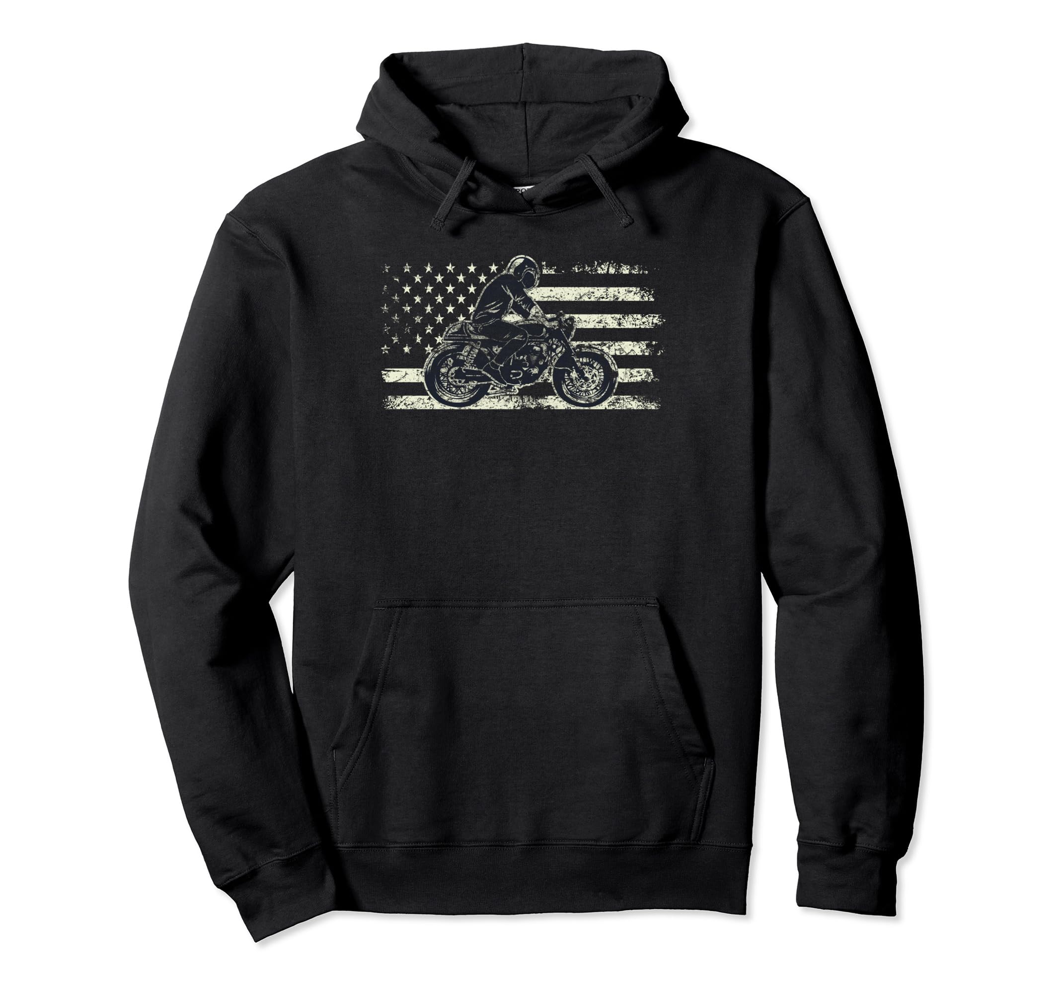Patriotic Motorcycle American Us Flag Hoodie - Minimalist Print for Adults - T-Shirt, Sweatshirt, Hoodie