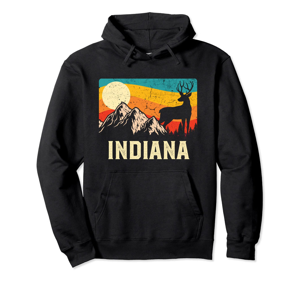 Indiana Nature Wild Deer Sunset Hiking Hoodie - Novelty Apparel Men Women - T-Shirt, Sweatshirt, Hoodie