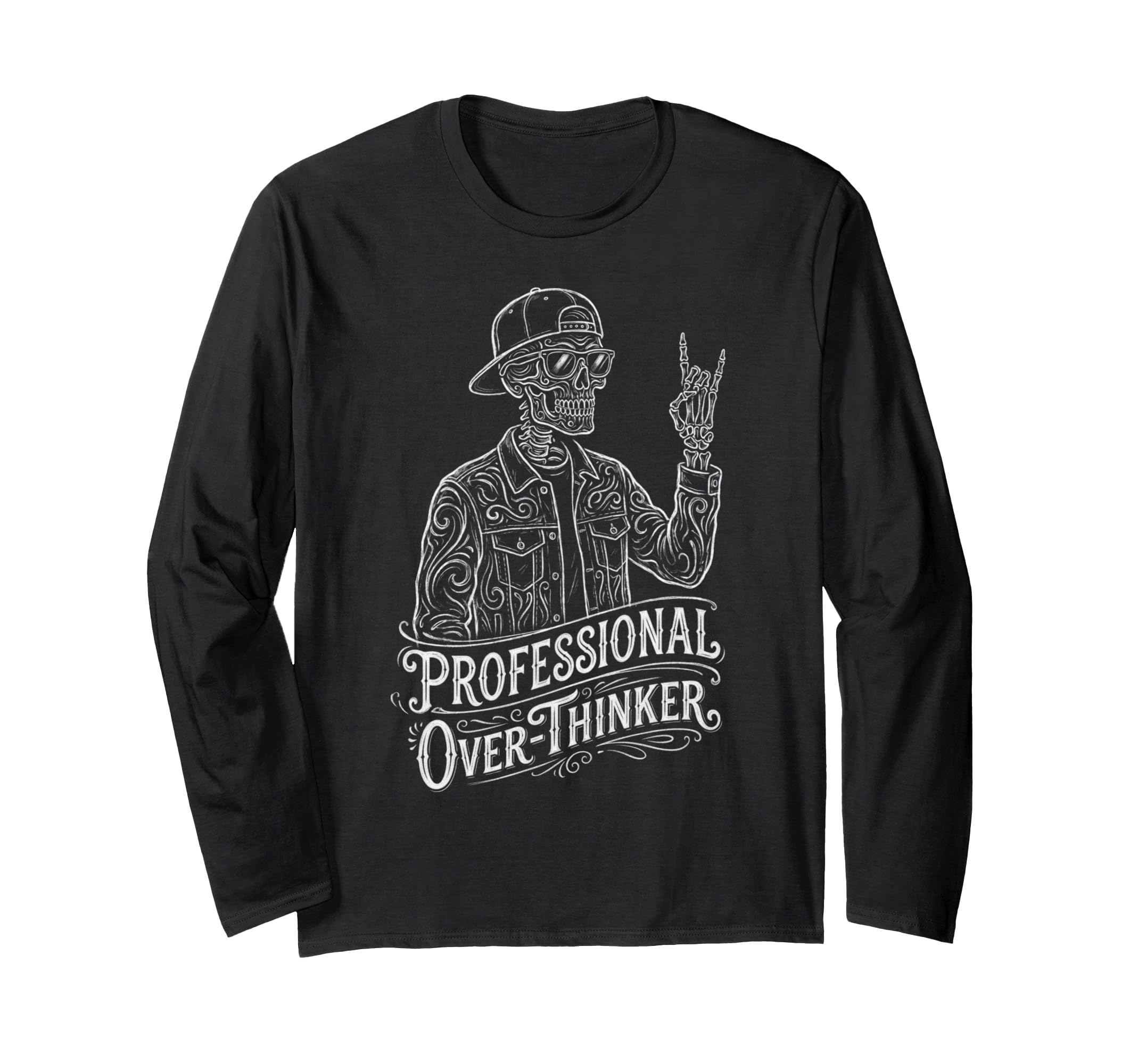 Professional Overthinker Skeleton T-Shirt - Fun Novelty Design Men Women - T-Shirt, Sweatshirt, Hoodie