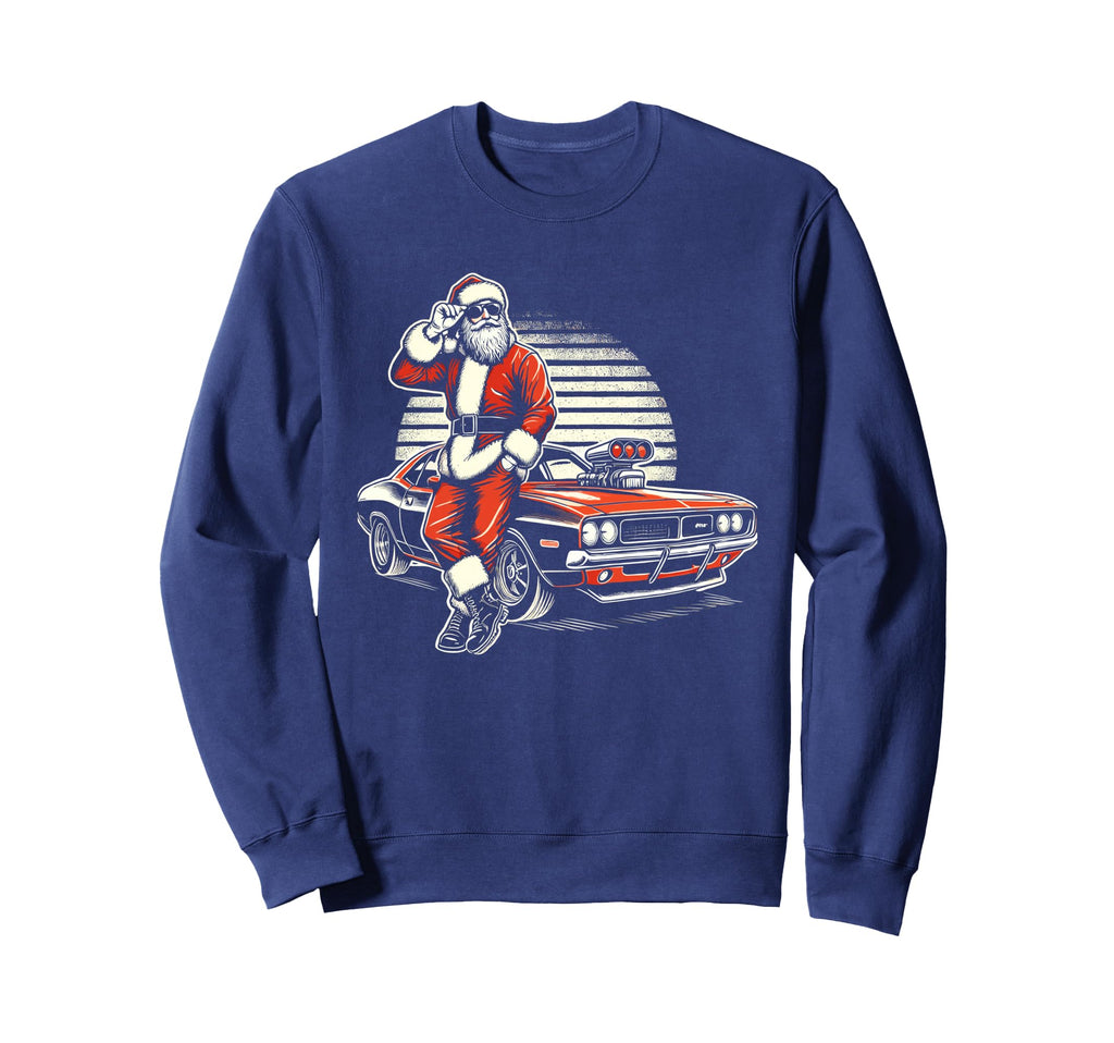 Muscle Car Santa Hotrod V8 Sweatshirt - Minimalist Print for Adults - T-Shirt, Sweatshirt, Hoodie