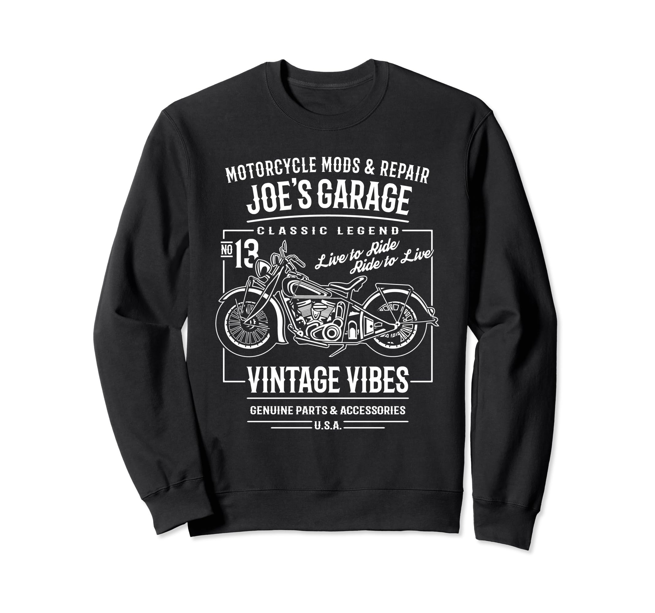 Joes Garage Motorcycle Name Joe Sweatshirt - Streetwear Style Unisex - T-Shirt, Sweatshirt, Hoodie