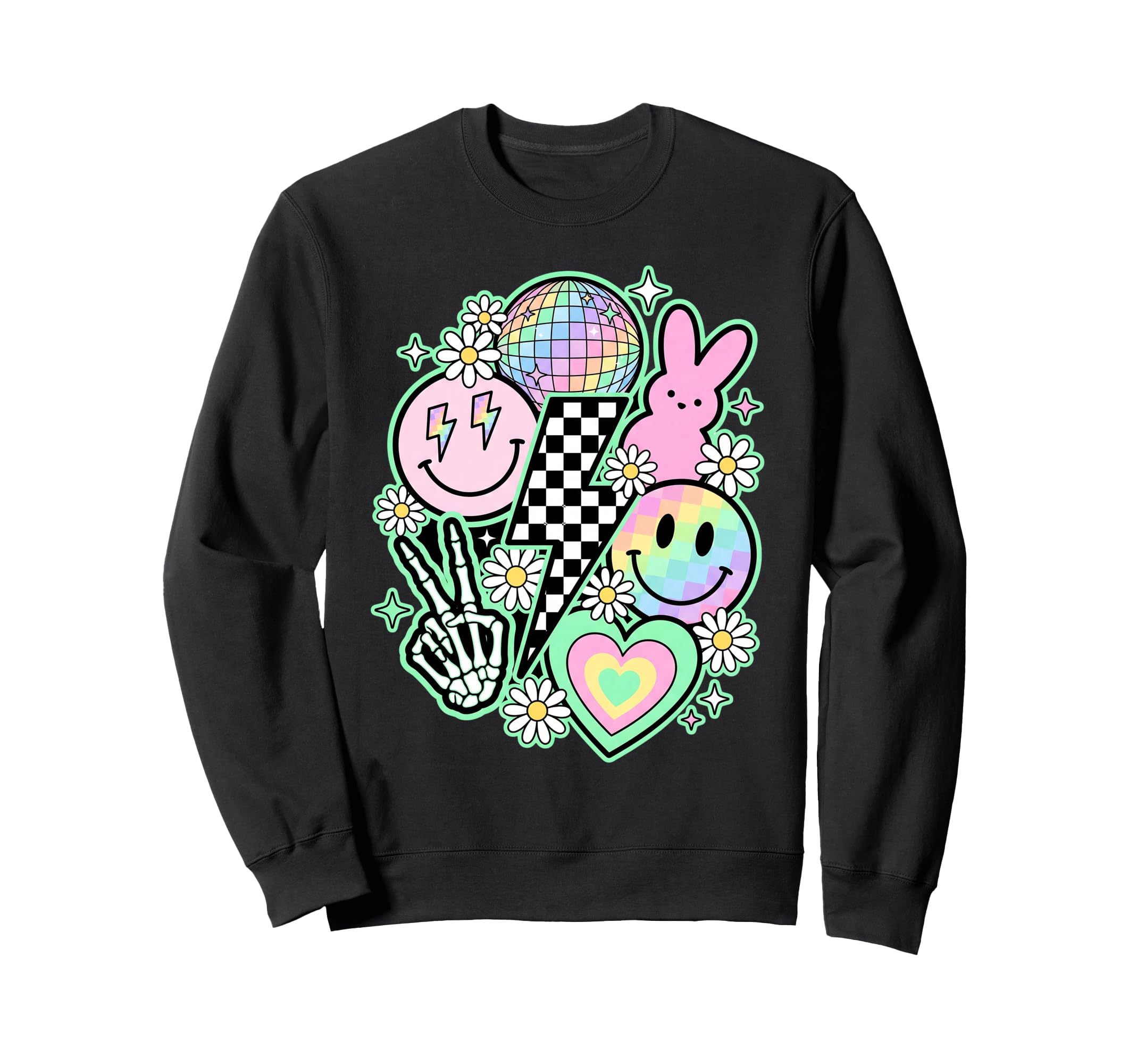 Pastel Groovy Y2K Aesthetic Sweatshirt - Custom Art Print for Adults - T-Shirt, Sweatshirt, Hoodie