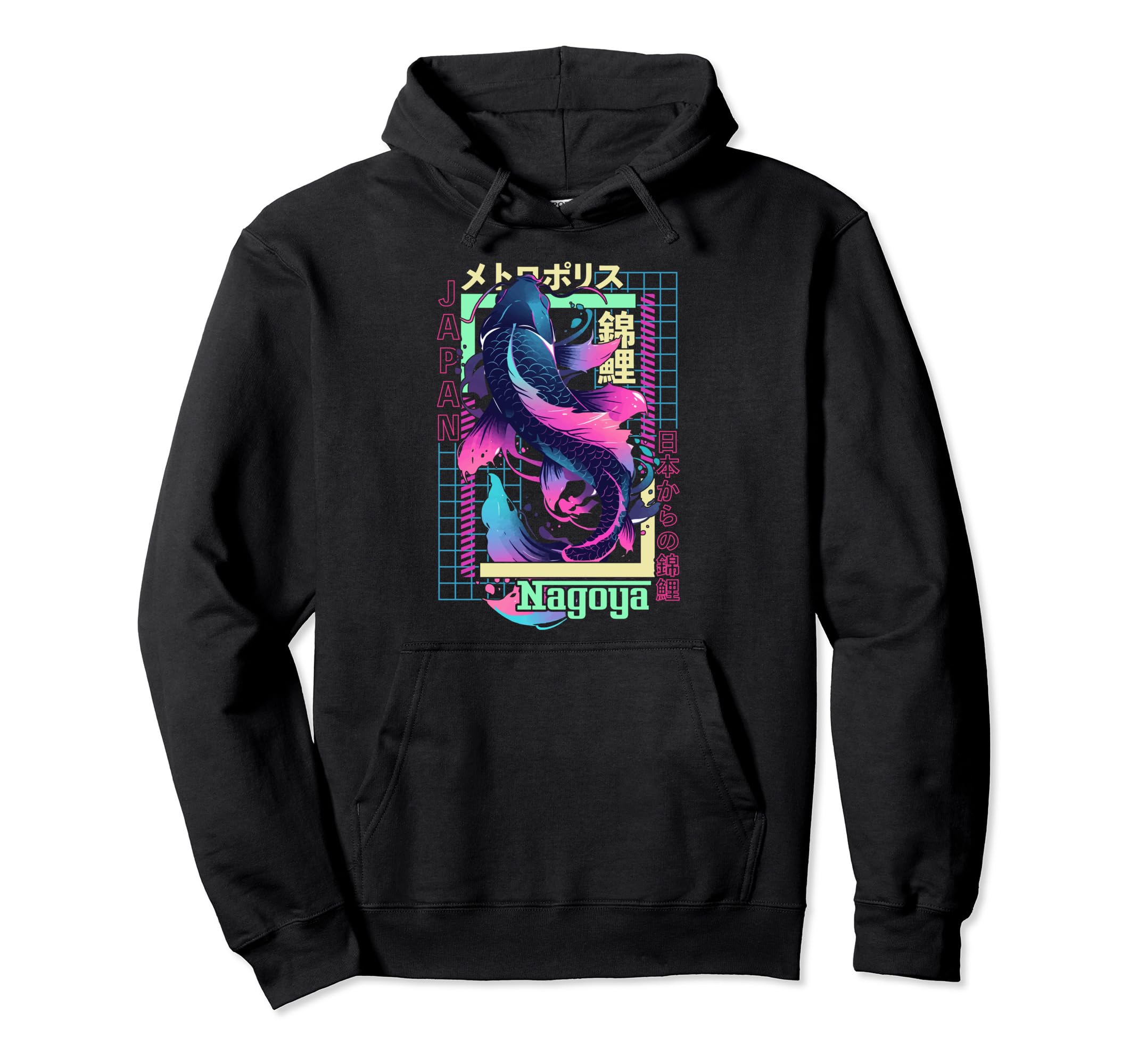 Nagoya City Synthwave 80S Koi Carp Hoodie - Custom Art Print Men Women - T-Shirt, Sweatshirt, Hoodie