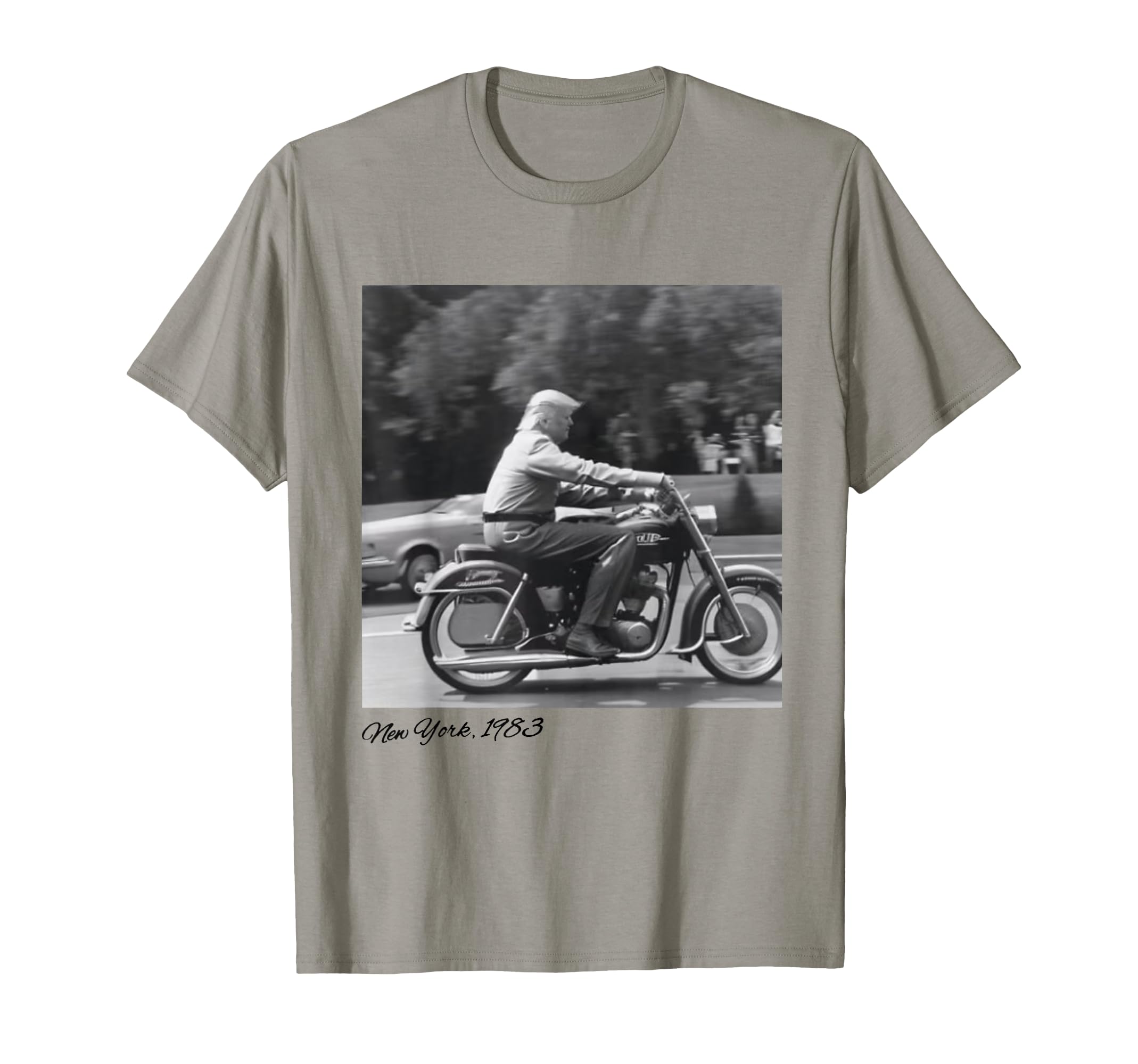 Trump Motorcycle New York Small Grey T-Shirt - Custom Art Print for Adults - T-Shirt, Sweatshirt, Hoodie
