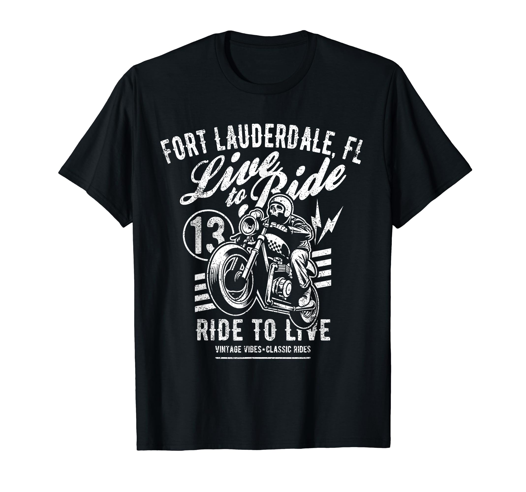 Fort Lauderdale Florida Motorcycle T-Shirt - Fun Novelty Design for Adults - T-Shirt, Sweatshirt, Hoodie
