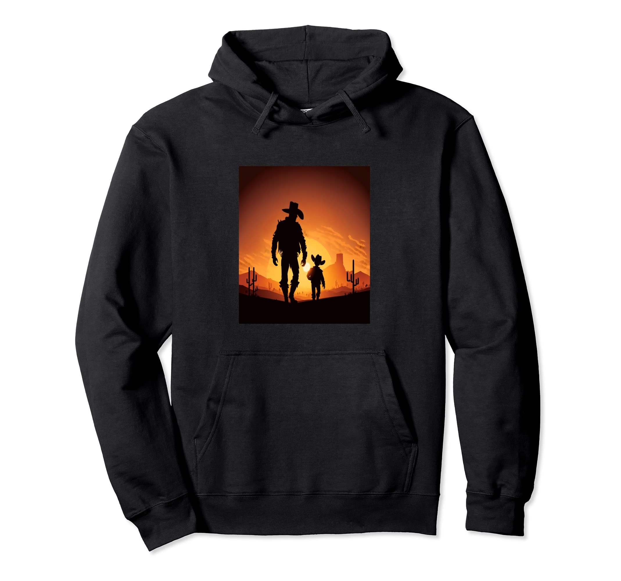 Horse Riding Cowboy Sunset Cowboy Dad Hoodie - Minimalist Print Unisex - T-Shirt, Sweatshirt, Hoodie