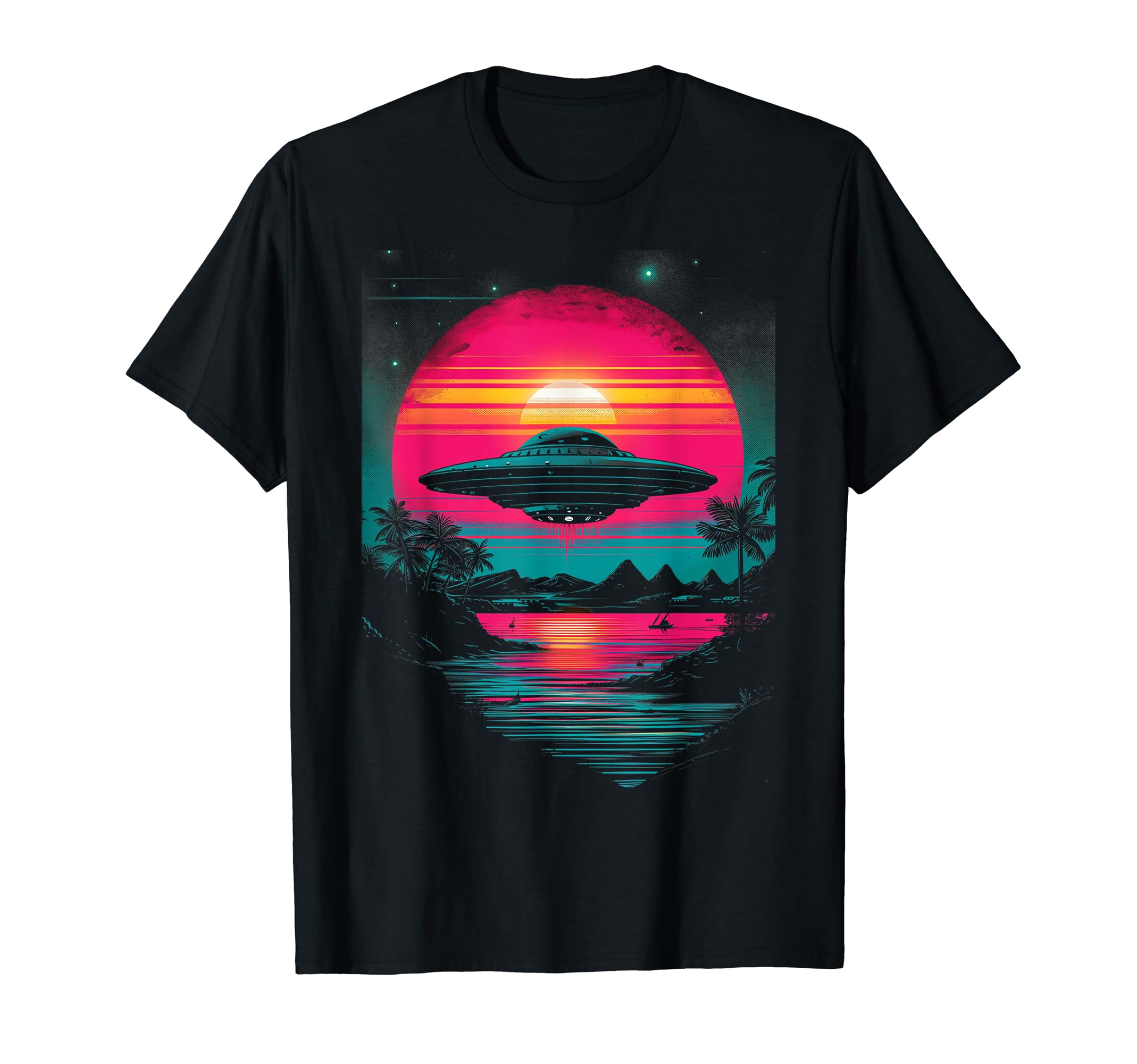 Ufo Vaporwave Aesthetic 80S Synthwave T-Shirt - Graphic Print Unisex - T-Shirt, Sweatshirt, Hoodie