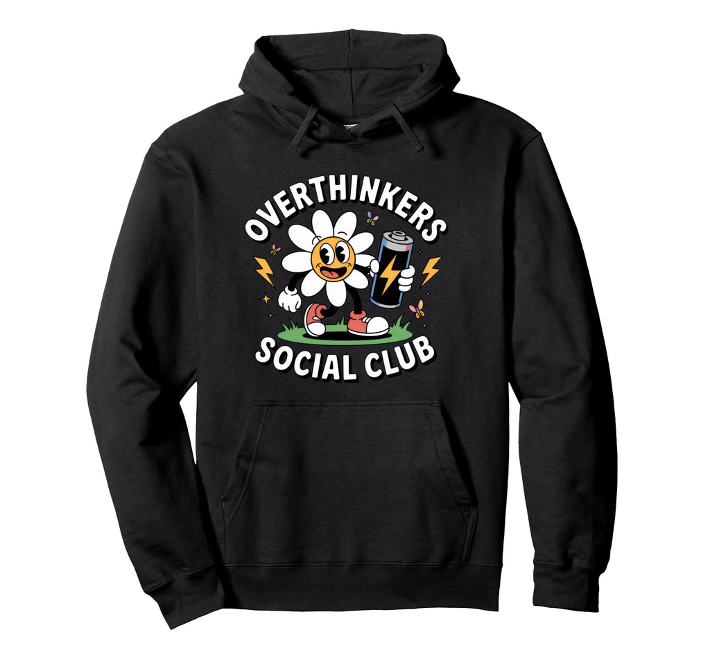 Overthinkers Social Club Funny Flower Hoodie - Minimalist Print for Adults - T-Shirt, Sweatshirt, Hoodie
