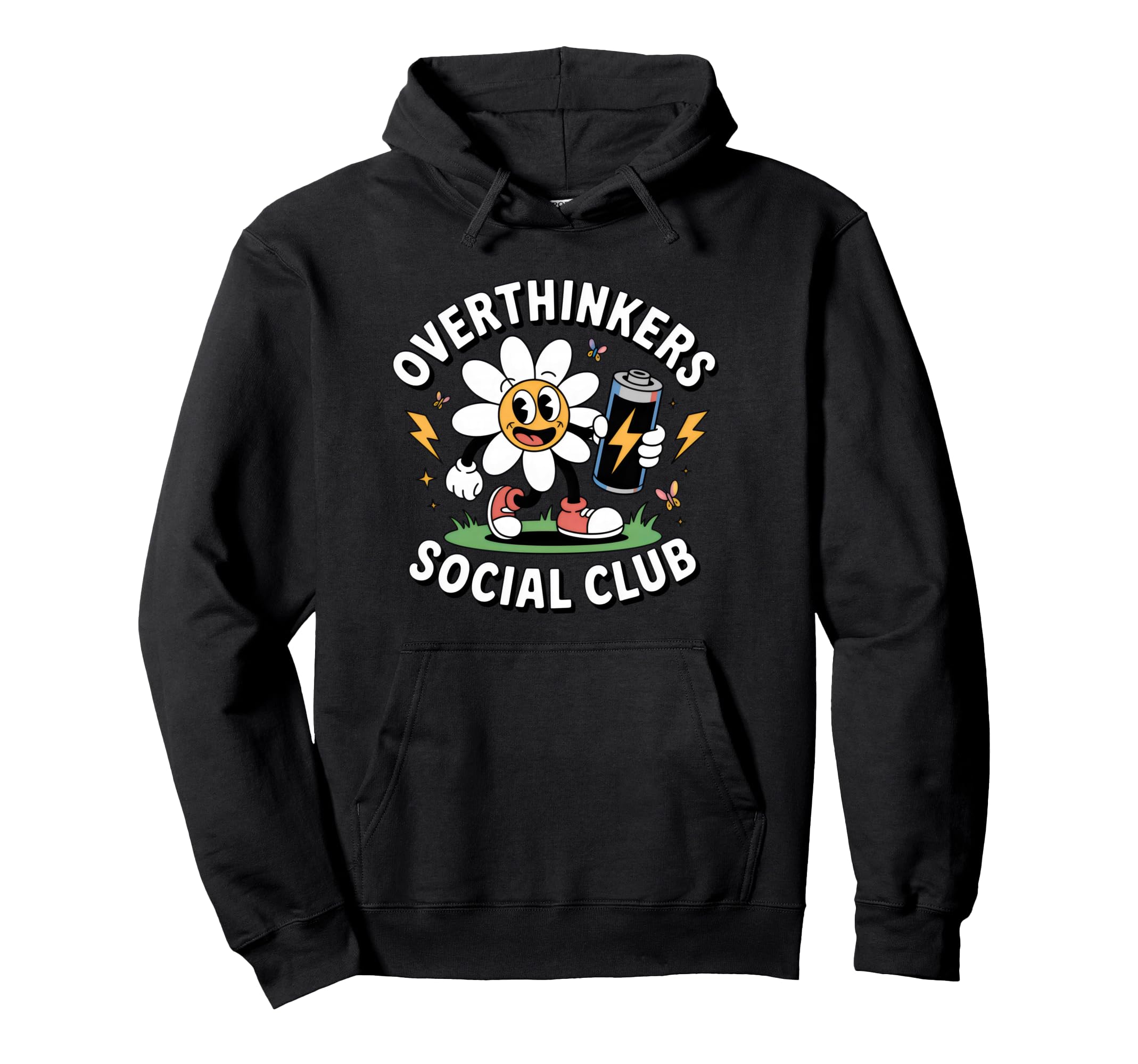 Overthinkers Social Club Funny Flower Hoodie - Minimalist Print for Adults - T-Shirt, Sweatshirt, Hoodie