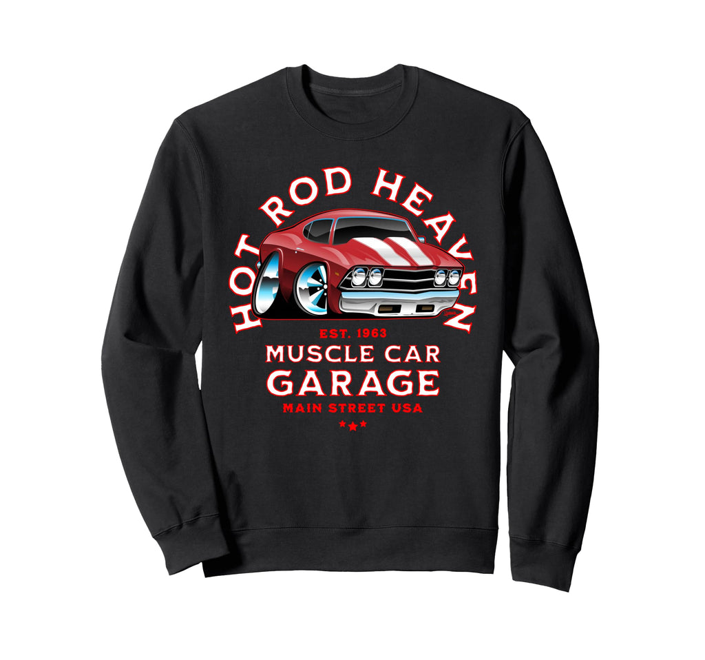 Hotrod Heaven Muscle Car Garage Usa Sweatshirt - Unique Graphic Men Women - T-Shirt, Sweatshirt, Hoodie