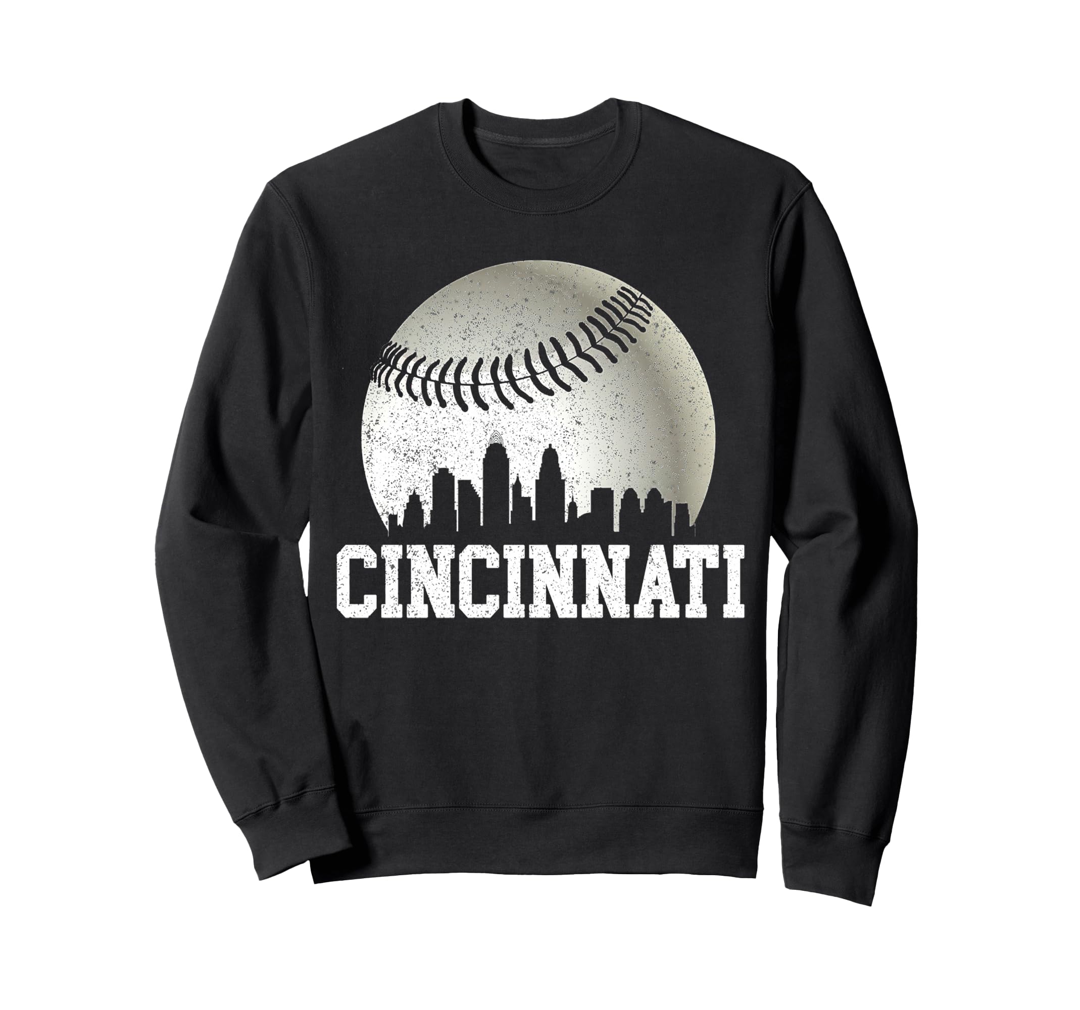 Cincinnati Baseball Distressed Sweatshirt - Trendy Graphic Men Women - T-Shirt, Sweatshirt, Hoodie