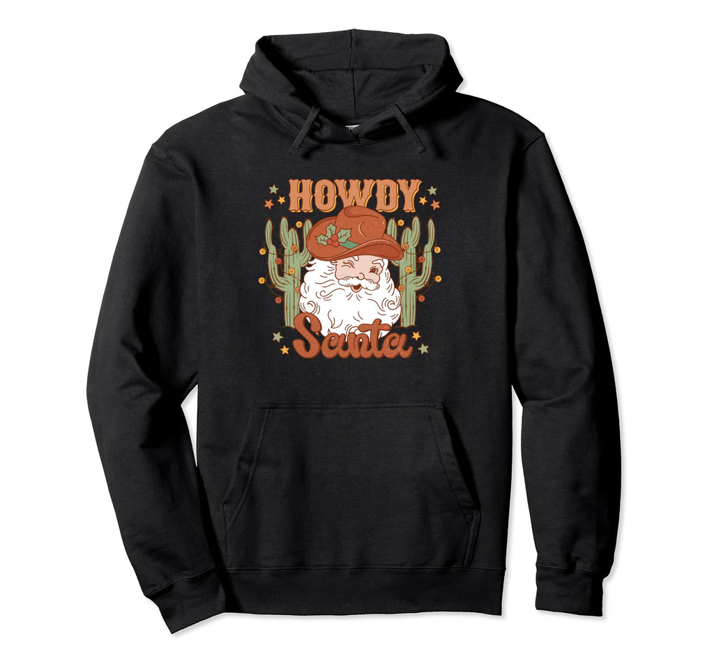 Howdy Western Cowboy Hat Santa Beard Hoodie - Graphic Print Men Women - T-Shirt, Sweatshirt, Hoodie