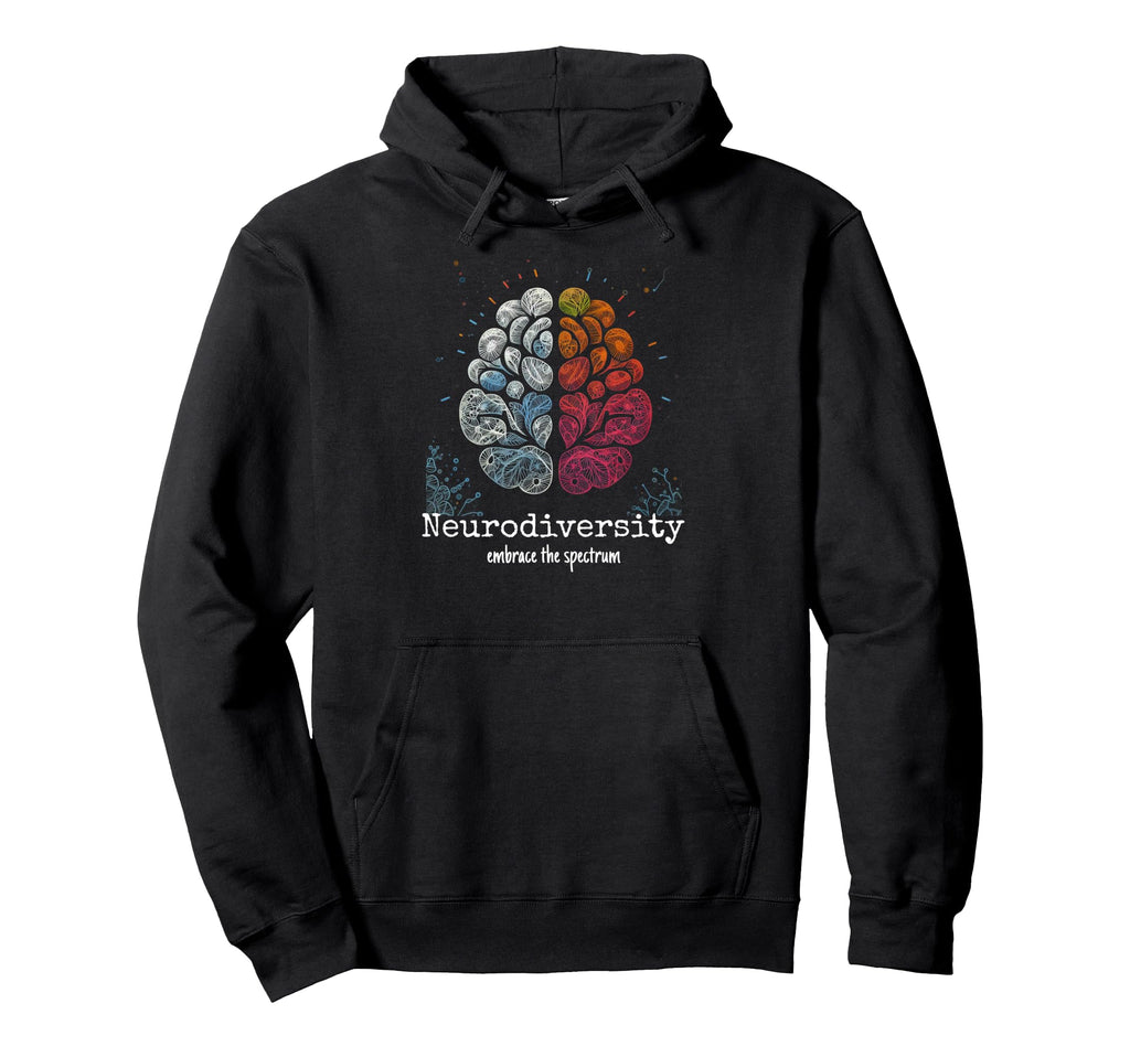 Colorful Rainbow Brain Neurodiversity Hoodie - Fun Novelty Design Unisex - T-Shirt, Sweatshirt, Hoodie