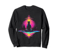 Synthwave Cat Samurai Mediation Sweatshirt - Graphic Print Unisex - T-Shirt, Sweatshirt, Hoodie