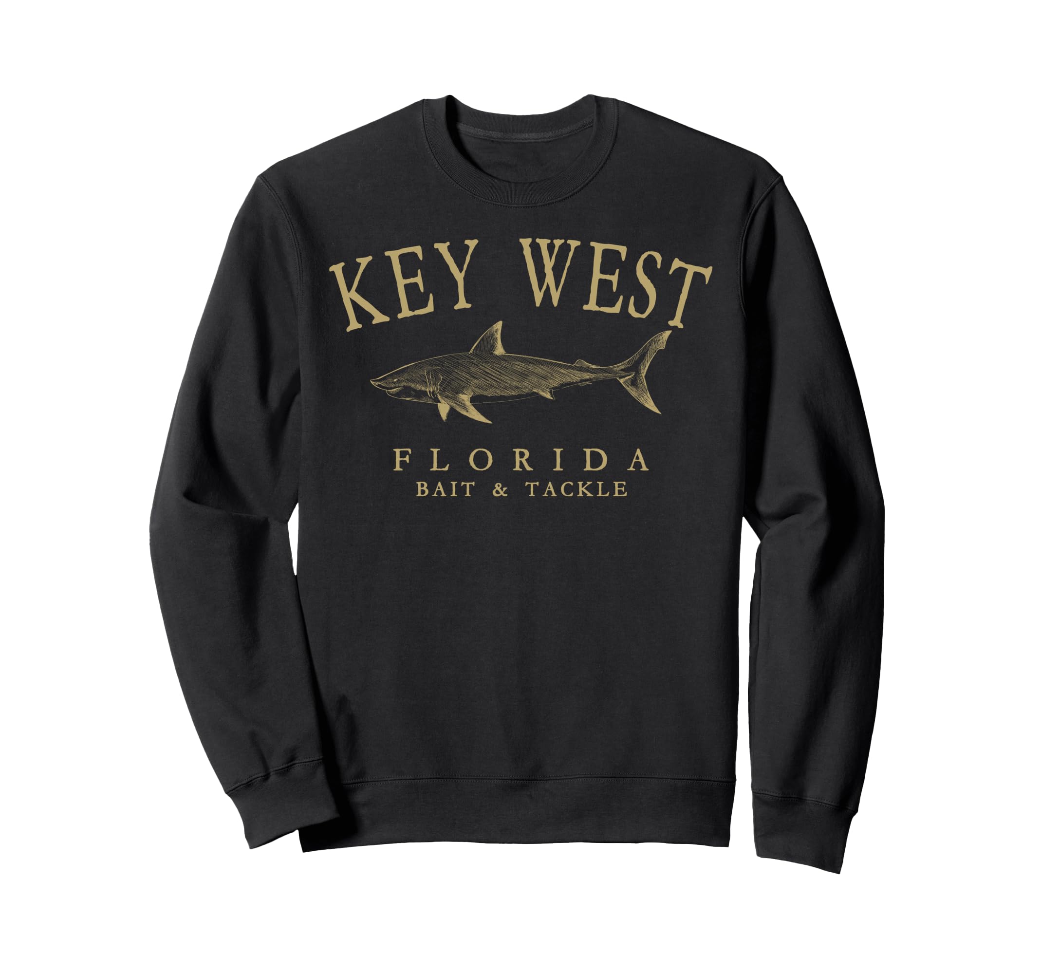 Key West Florida Shark Arched Tan Sweatshirt - Unique Graphic Men Women - T-Shirt, Sweatshirt, Hoodie