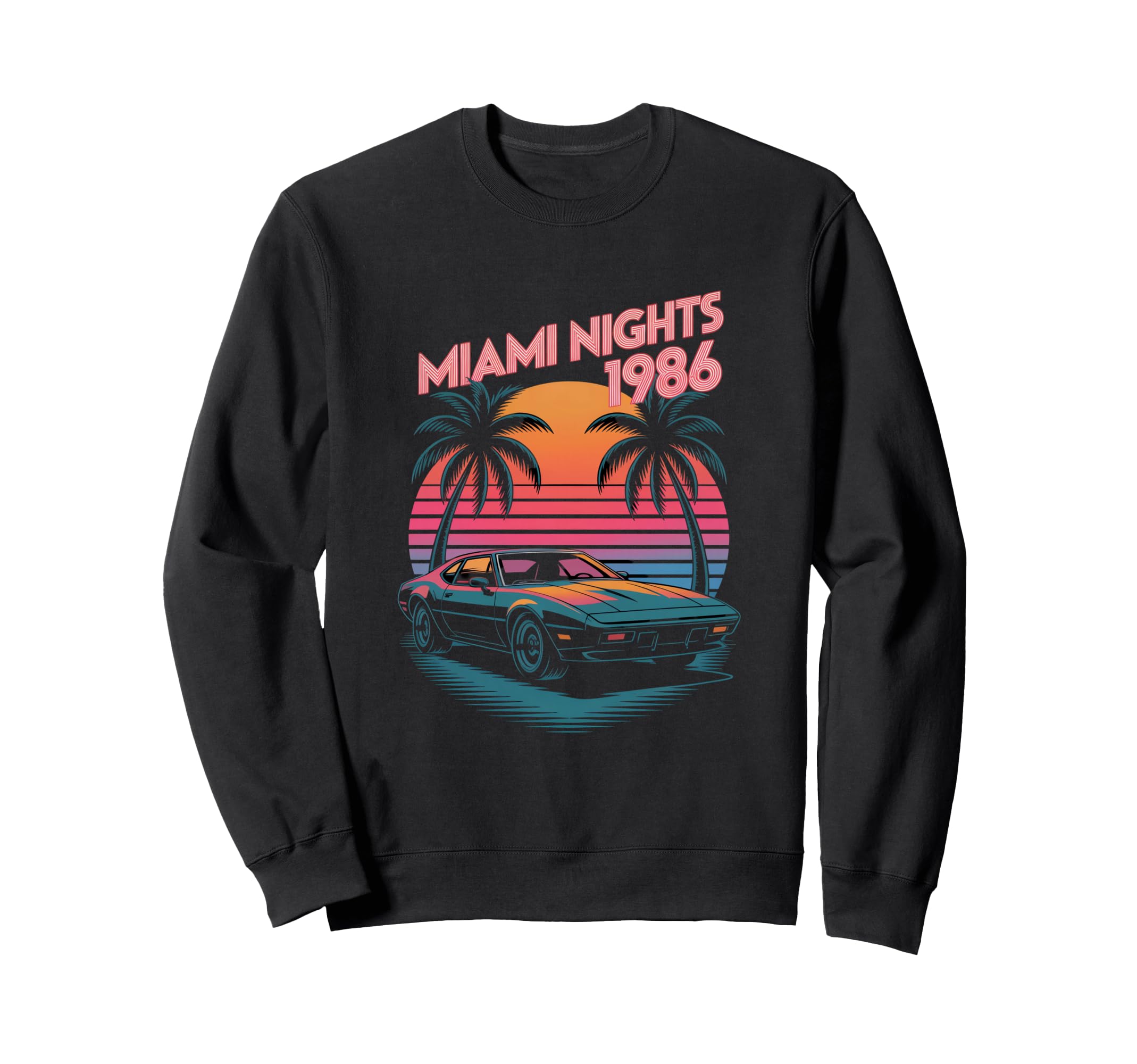 Miami Nights 1986 Synthwave Sweatshirt - Casual Everyday Wear Men Women - T-Shirt, Sweatshirt, Hoodie