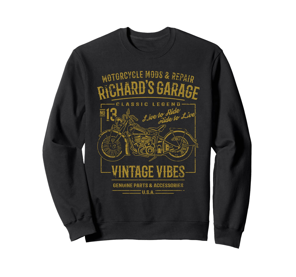 Richards Garage Motorcycle Name Sweatshirt - Minimalist Print Men Women - T-Shirt, Sweatshirt, Hoodie