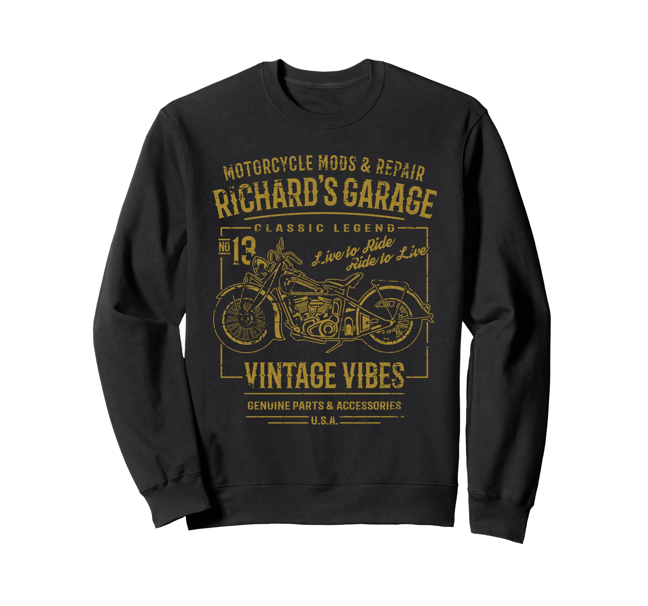 Richards Garage Motorcycle Name Sweatshirt - Minimalist Print Men Women - T-Shirt, Sweatshirt, Hoodie