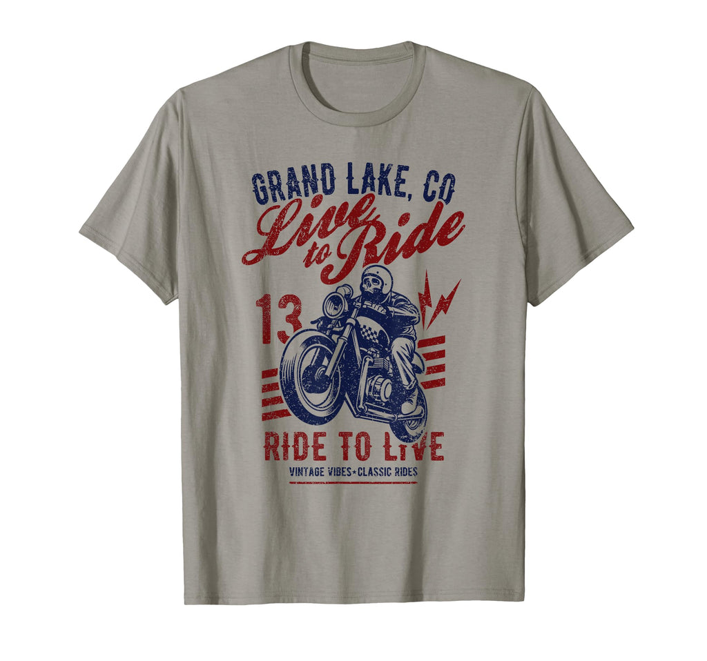 Grand Lake Colorado Motorcycle Skull T-Shirt - Minimalist Print Men Women - T-Shirt, Sweatshirt, Hoodie