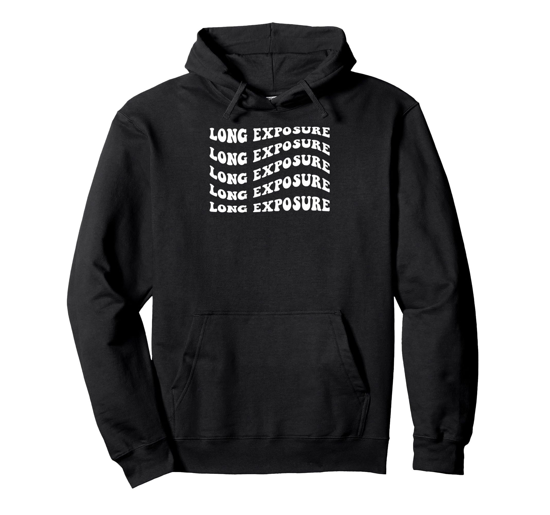 Long Exposure Wavy Text Hoodie - Minimalist Print for Adults - T-Shirt, Sweatshirt, Hoodie