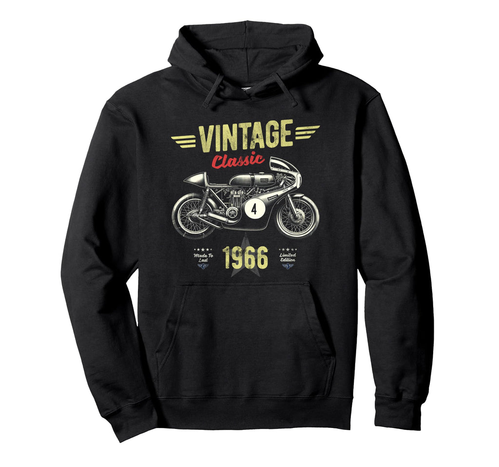 Funny Born 1966 Motorbike 60Th Hoodie - Casual Everyday Wear Men Women - T-Shirt, Sweatshirt, Hoodie