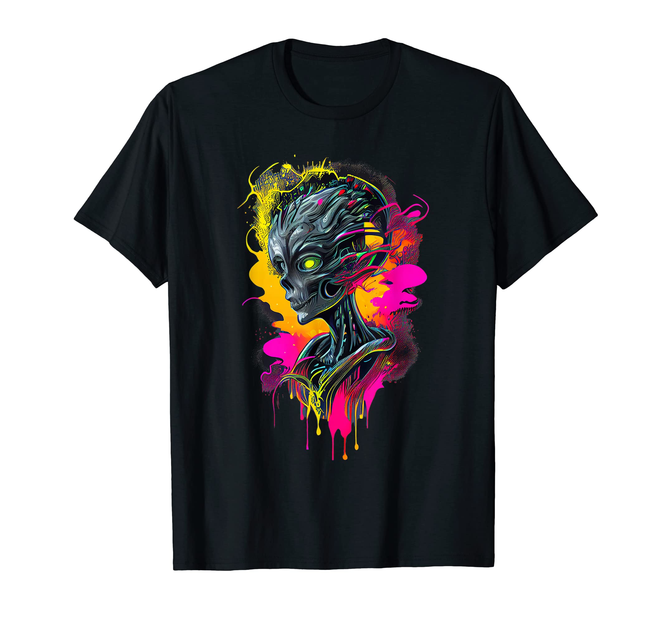 Synthwave Retrowave Alien Colorful T-Shirt - Unique Graphic Unisex - T-Shirt, Sweatshirt, Hoodie