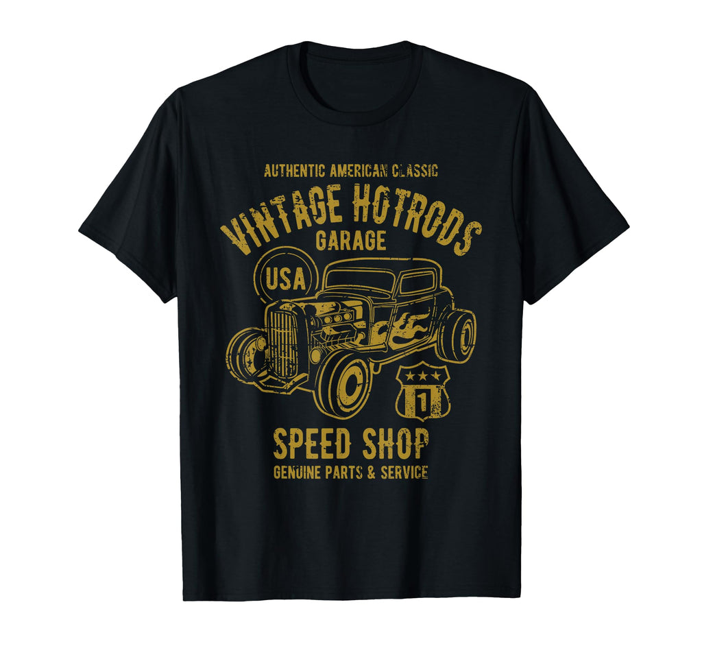 Speed Shop Hotrod Car Distressed T-Shirt - Fun Novelty Design for Adults - T-Shirt, Sweatshirt, Hoodie