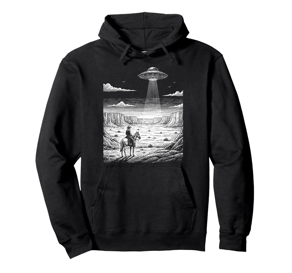 Cowboy Ufo Encounter Western Desert Hoodie - Streetwear Style Men Women - T-Shirt, Sweatshirt, Hoodie