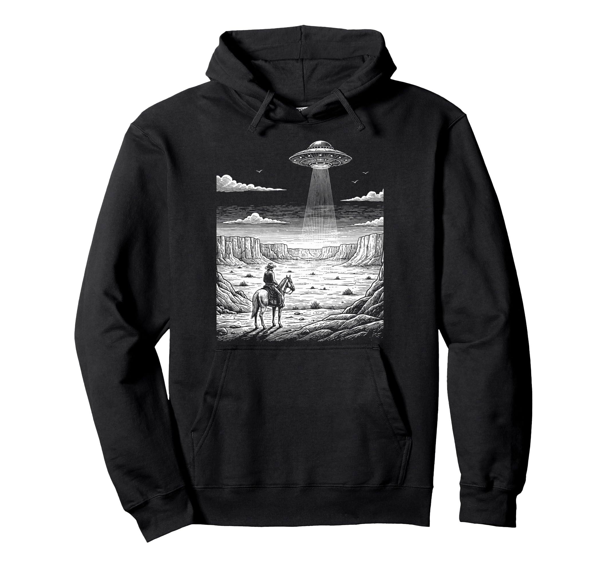 Cowboy Ufo Encounter Western Desert Hoodie - Streetwear Style Men Women - T-Shirt, Sweatshirt, Hoodie